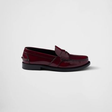 PRADA Deep red shiny leather loafers