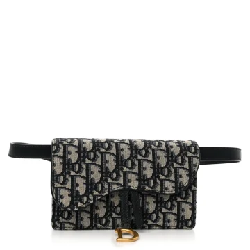 Dior Mini Saddle Belt Bag Blue Oblique Canvas Brass Hardware