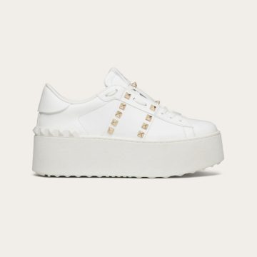 VALENTINO Women's calfskin and metallic platform sneakers