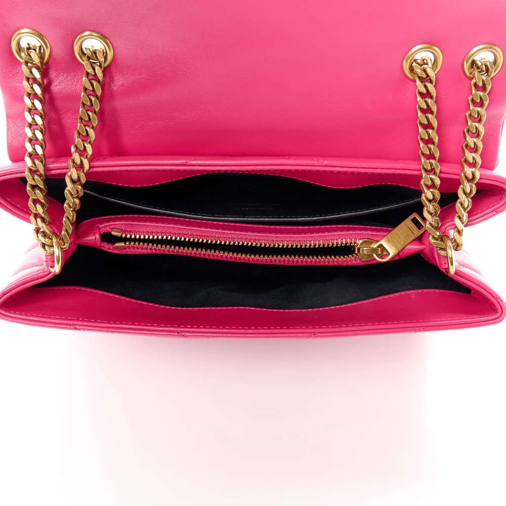 Saint Laurent Small Loulou Chain Satchel Fresh Fuchsia Y-Quilted Monogram Calfskin Leather Gold Hardware - 图片 7