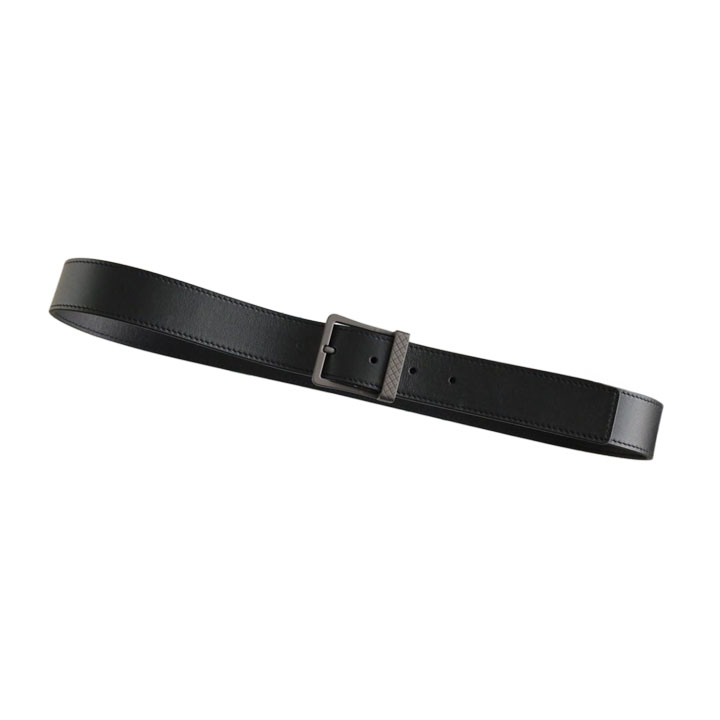 Bottega Veneta Men's Square Buckle Belt In Black/Coffee/Blue Calfskin With Matte Gun Black Hardware 35mm - 图片 4