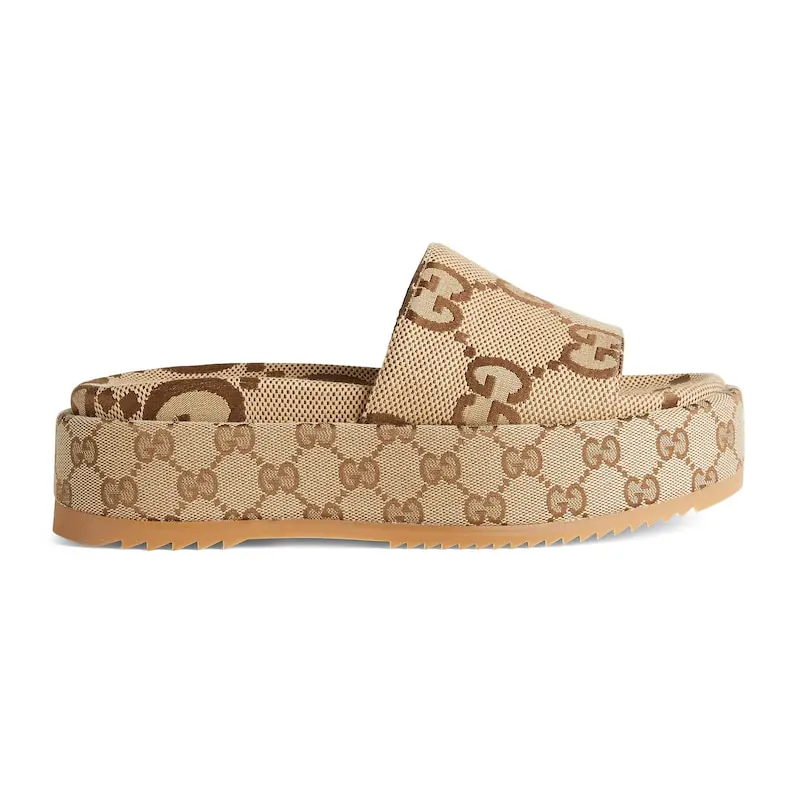 Gucci Wooden color Round Head Platform Slippers