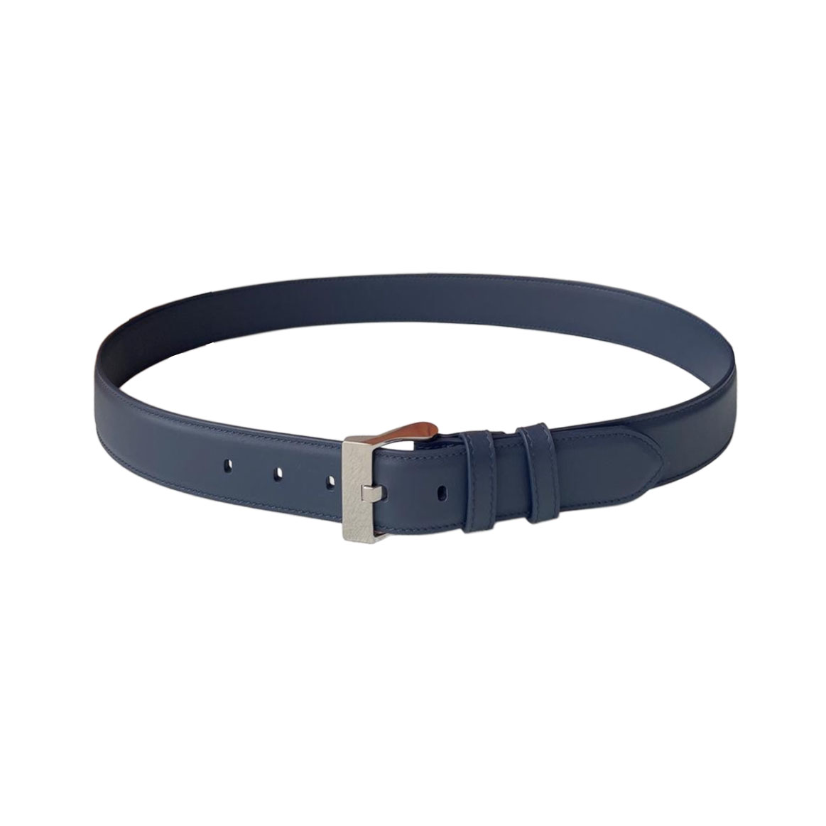 Bottega Veneta Men's Square Buckle Belt In Peru/Blue/Black Smooth Calfskin With Silver/Gold Hardware 35mm - 图片 4