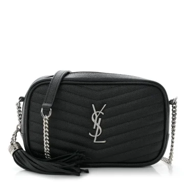 Saint Laurent Mini Lou Camera Bag Black Monogram Grain De Poudre Matelasse Leather Silver Hardware