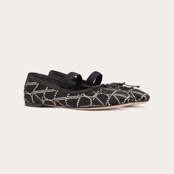 VALENTINO V logo ballet flats with imitation crystal trim - 图片 2