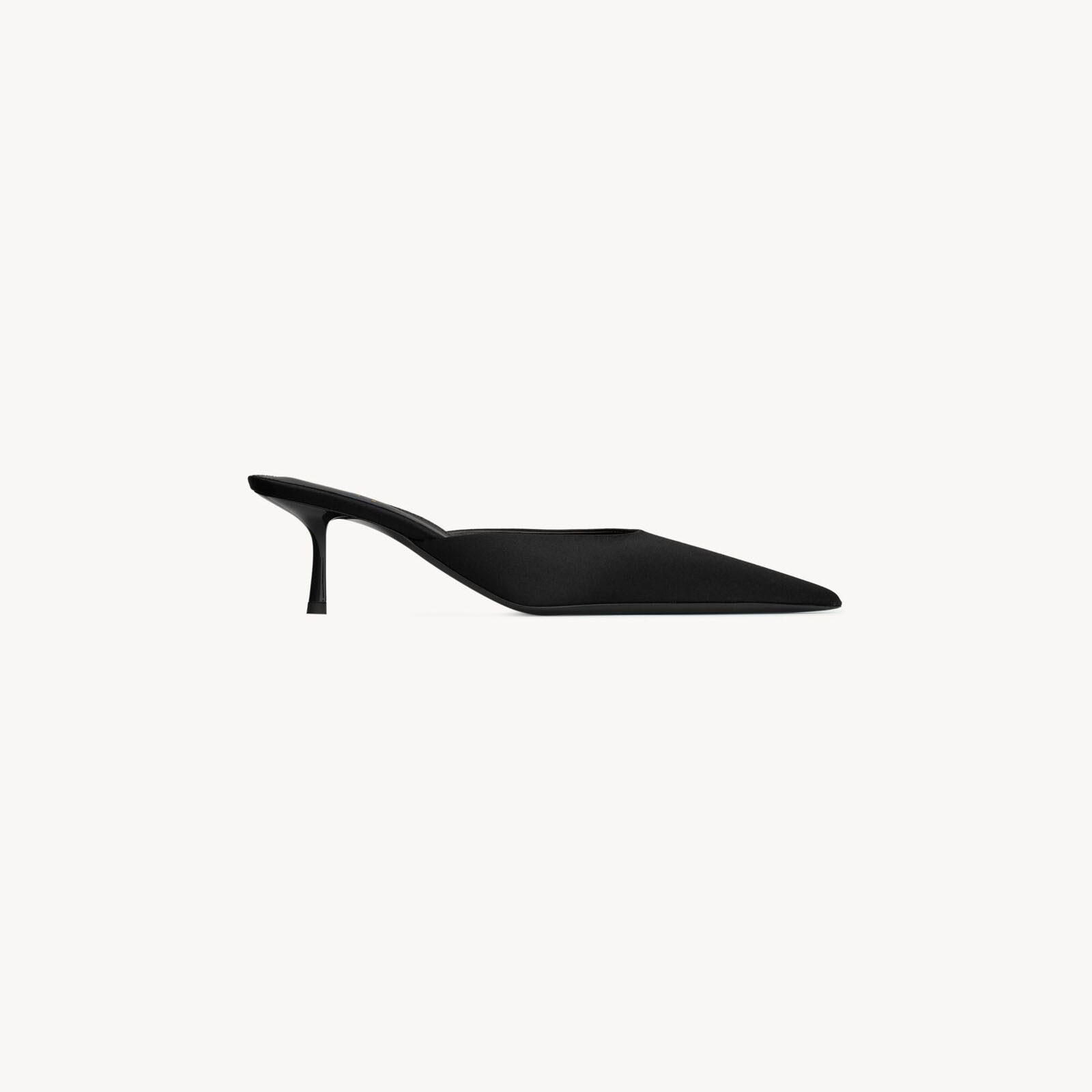 Yves Saint Laurent Black smooth leather pointy sandals high heels slippers