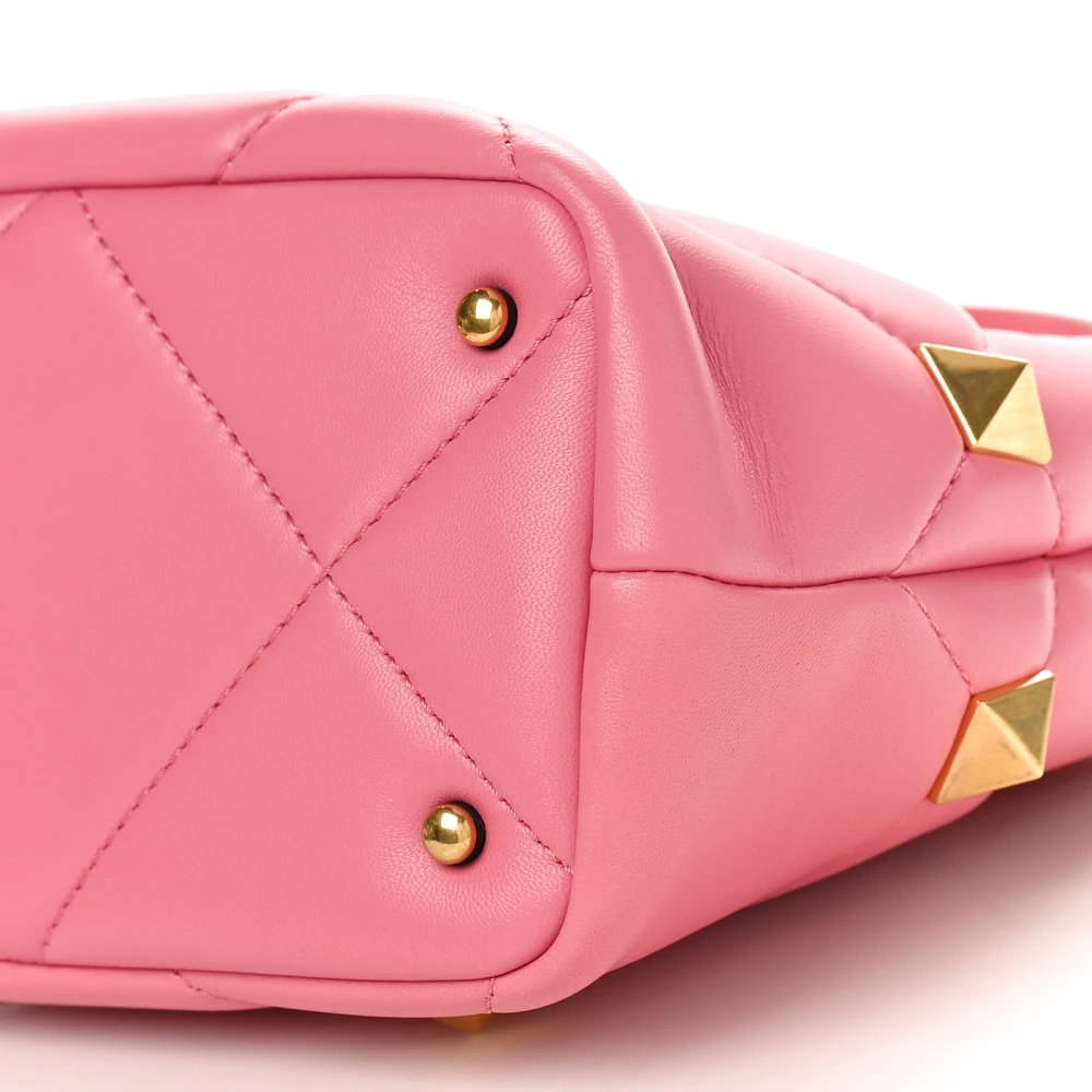 Valentino Garavani Small Roman Stud The Handle Bag Flamingo Pink Nappa Leather Gold Hardware - 图片 5