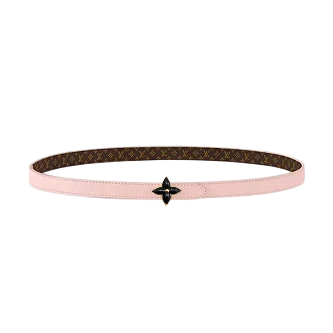 Louis Vuitton Women's Mini Flowergram Reversible Belt In Pink Calfskin And Monogram Canvas With Gold/Silver/Pink/Black Hardware 15mm - 图片 9