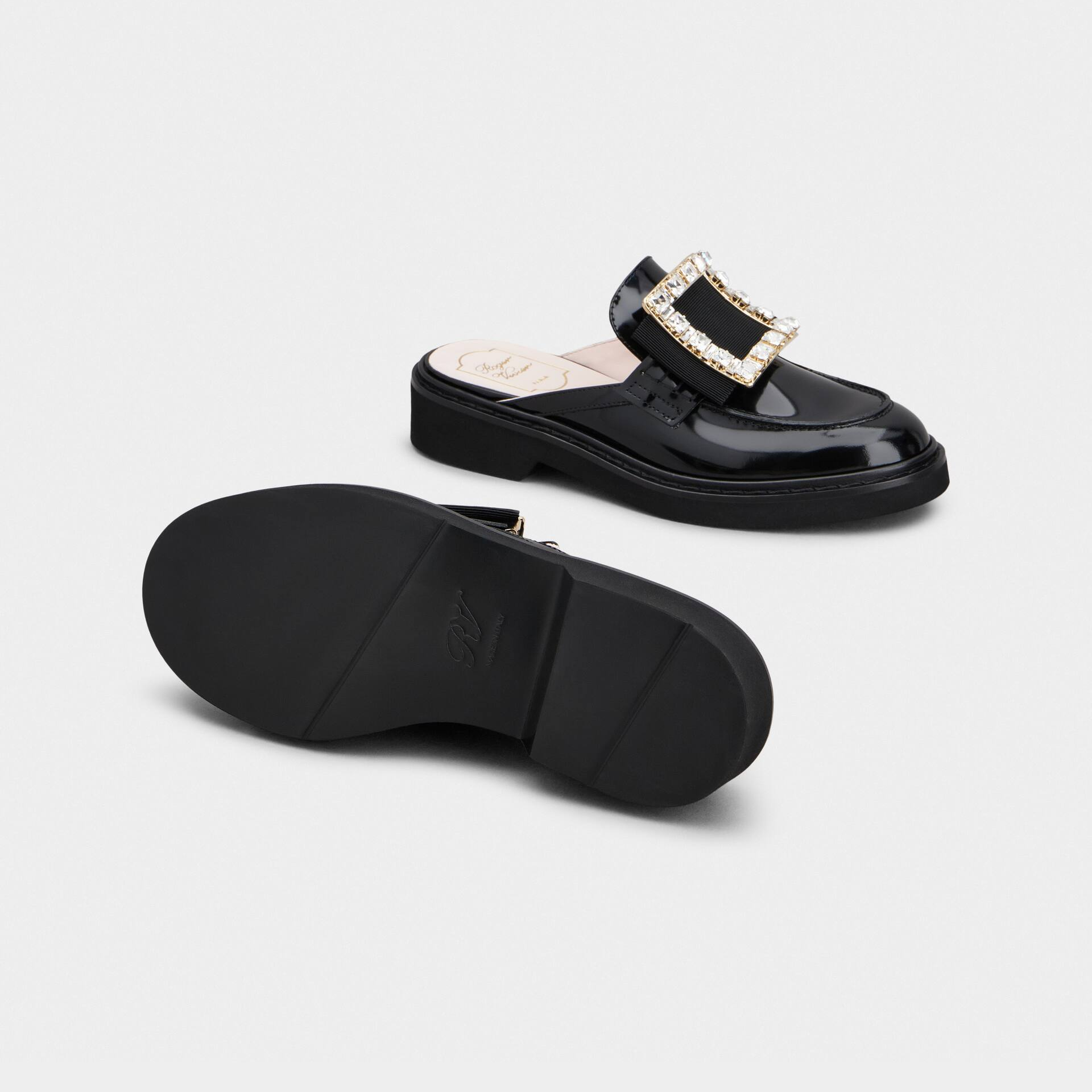 Roger Vivier Viv' Rangers Mules Loafers In Black Patent Leather With Crystal Buckle - 图片 3