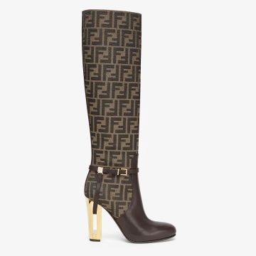FENDI Brown leather high heeled boots