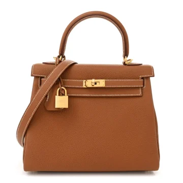 Hermès Kelly Retourne 25 Brown Togo Leather Gold Hardware