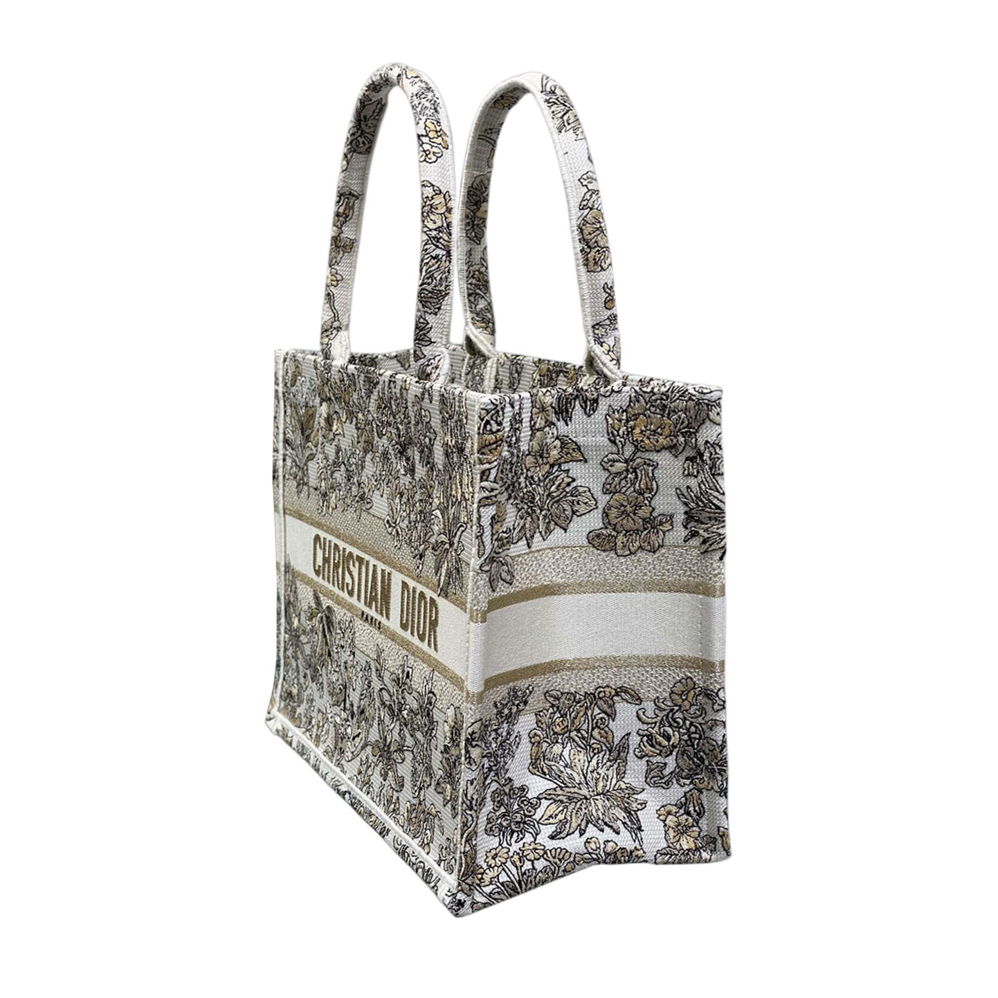 Dior Medium Book Tote White Embroidered with Metallic Thread and Gold Millefiori Unicorn Motif - 图片 3