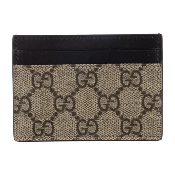 Gucci Small Card Holder Black and Grey GG Supreme Canvas & King Snake Leather