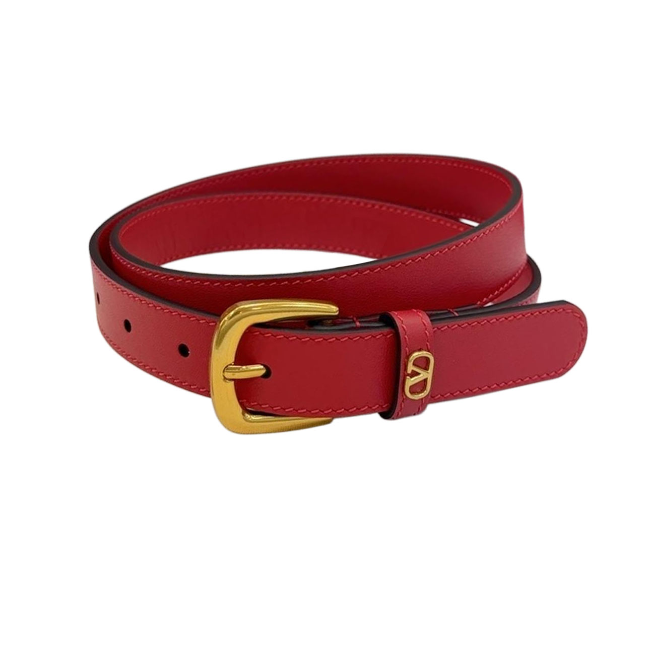 Valentino Square Buckle Belt In Brown/Black/Red/White Calfskin With Gold/Silver Hardware 25mm - 图片 5