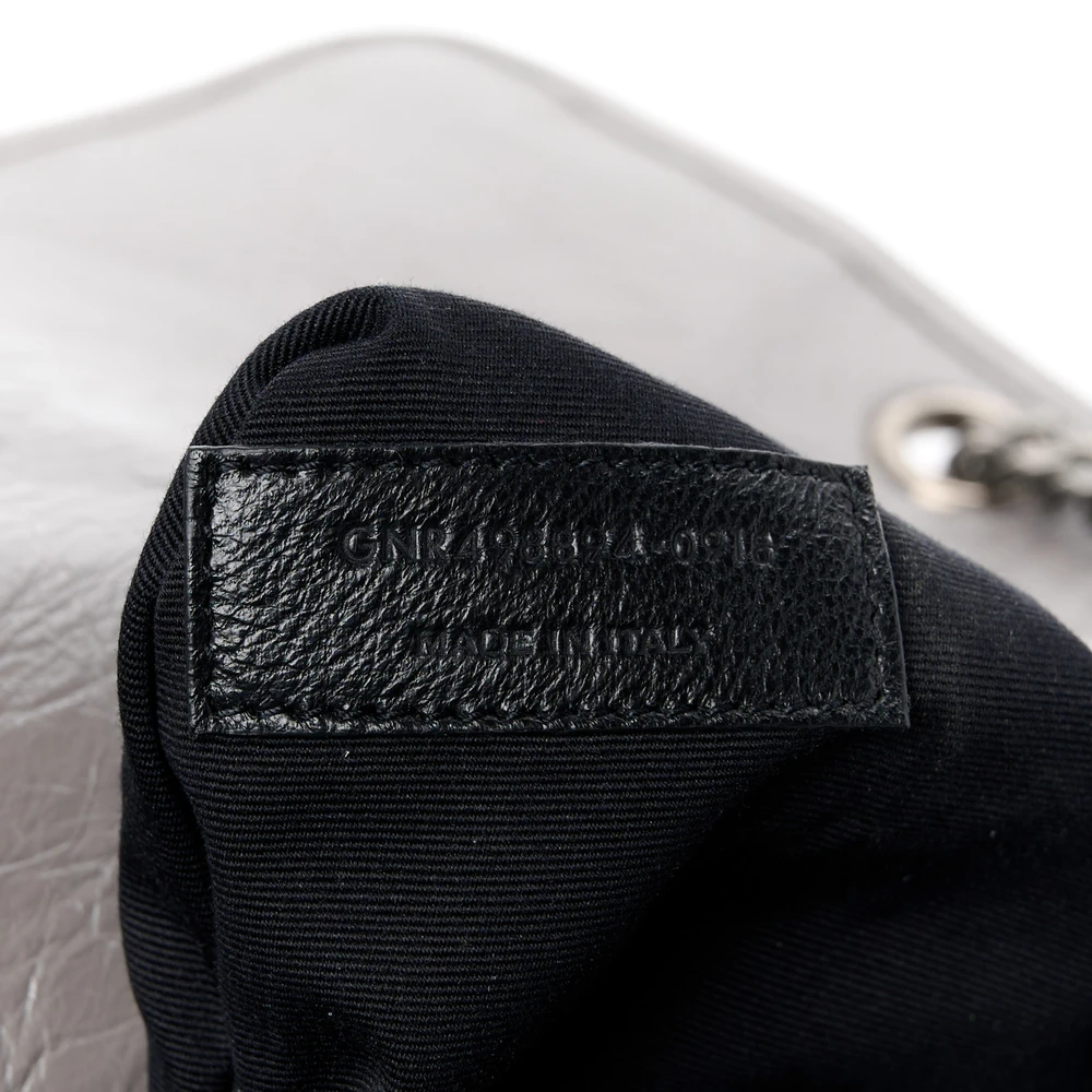 Saint Laurent Medium Niki Chain Satchel Fog Crinkled Monogram Calfskin Matelasse Leather Ruthenium Hardware - 图片 10