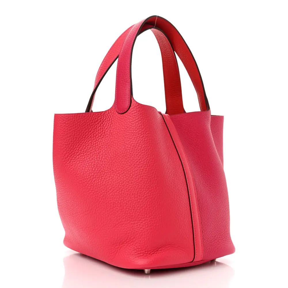 Hermès Casaque Picotin Lock 22 MM Rose Extrême / Rose Mexico / Rouge de Coeur Taurillon Clemence Leather Palladium Silver Hardware - 图片 3