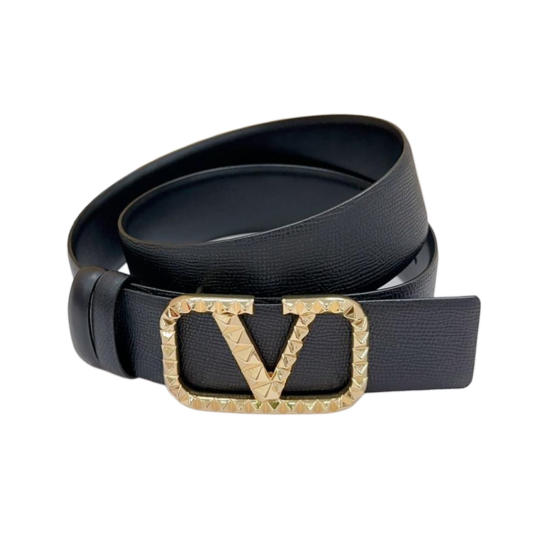 Valentino V Buckle With Rockstud Belt In White/Black/Blue/Brown/Red Calfskin With Black/Gold/Silver Hardware 40mm - 图片 8