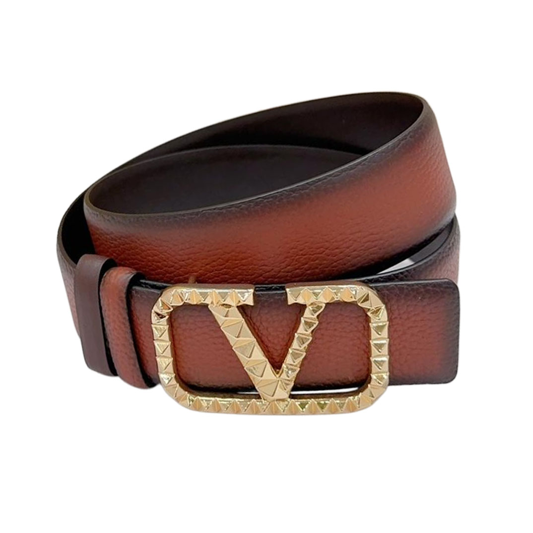 Valentino V Buckle With Rockstud Belt In White/Black/Blue/Brown/Red Calfskin With Black/Gold/Silver Hardware 40mm - 图片 10