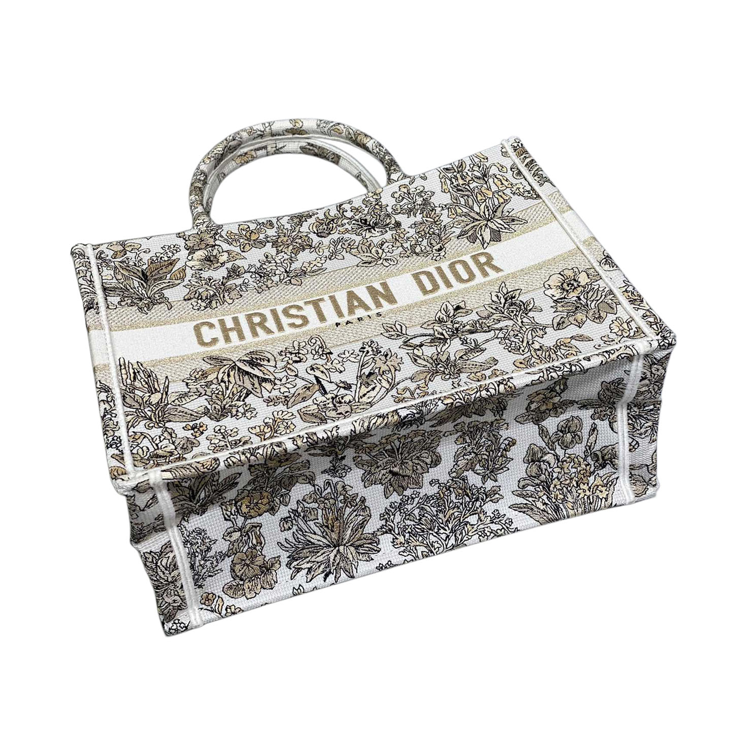 Dior Medium Book Tote White Embroidered with Metallic Thread and Gold Millefiori Unicorn Motif - 图片 4