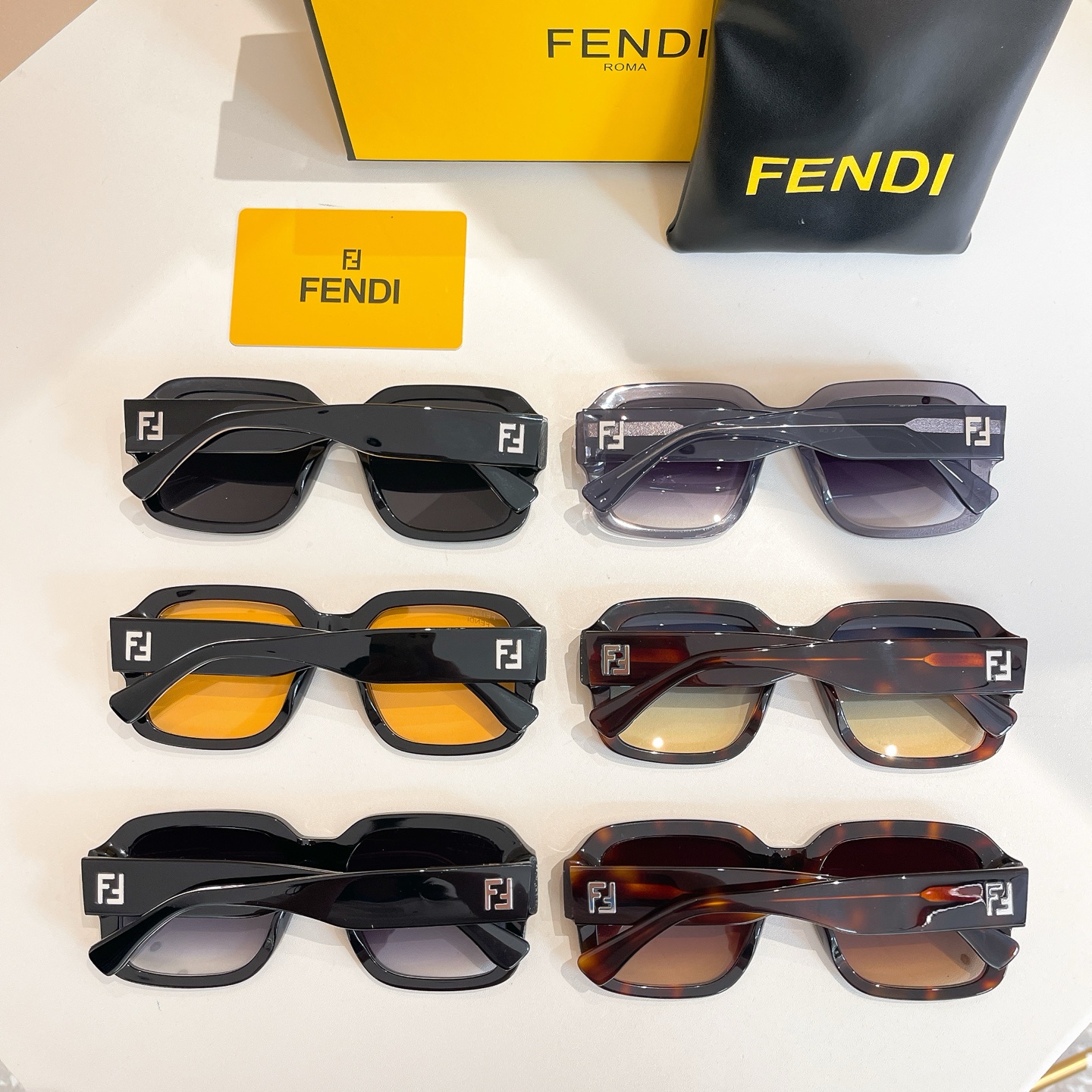 Fendi square frame glasses leopard orange/black/grey/leopard/yellow/eggplant color Size 56口18-145 - 图片 8