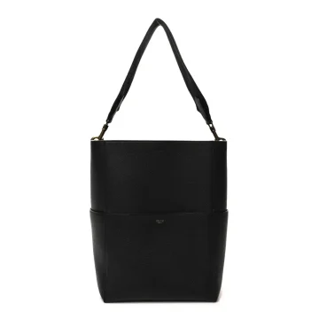 Celine Small Sangle Bucket Bag Black Soft Grained Calfskin Leather Gold Hardware