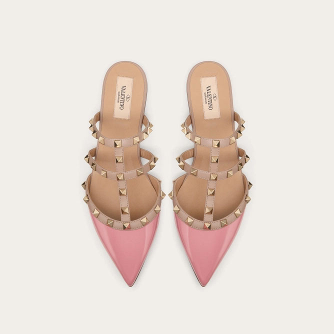 VALENTINO Pink patent leather studded Muller shoes - 图片 4