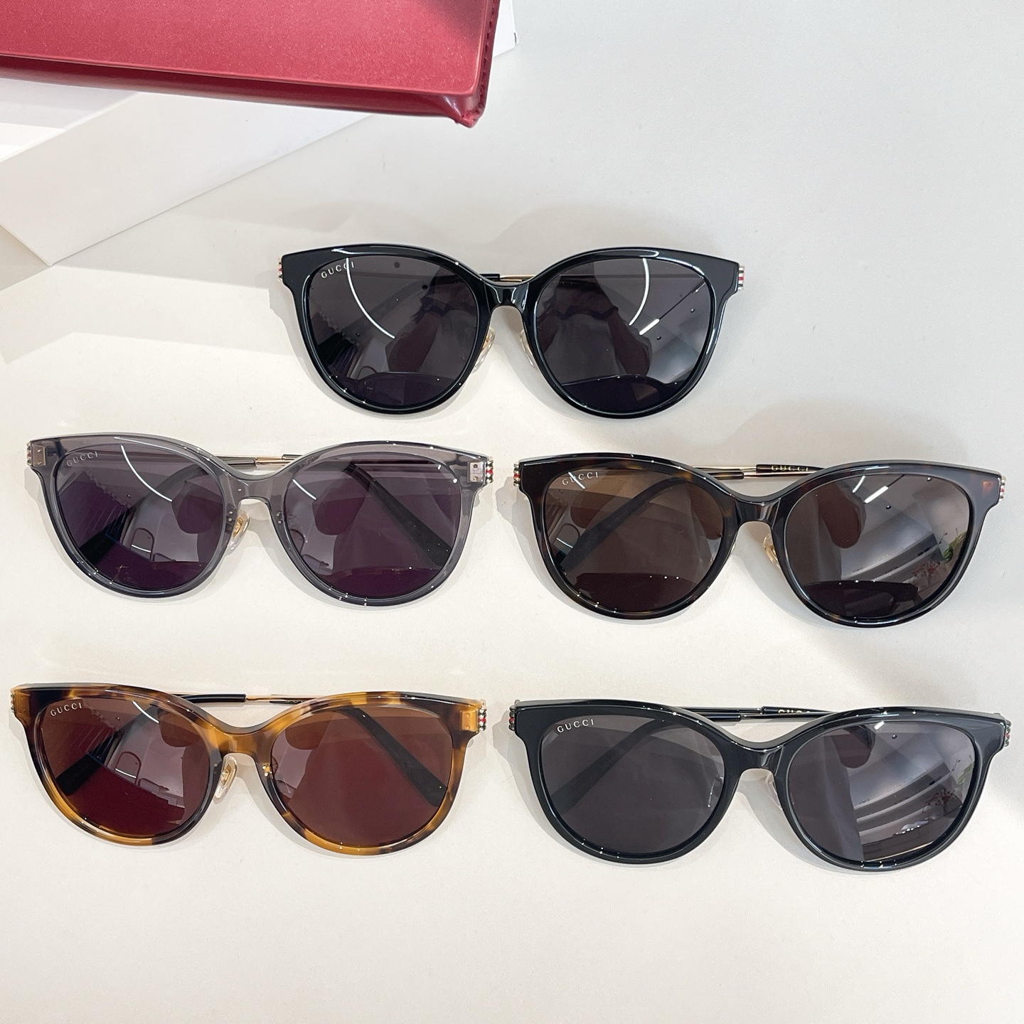 Gucci Boston frame glasses black gold/black silver/yellow leopard/leopard brown/grey purple color Size 56口18-145 - 图片 8