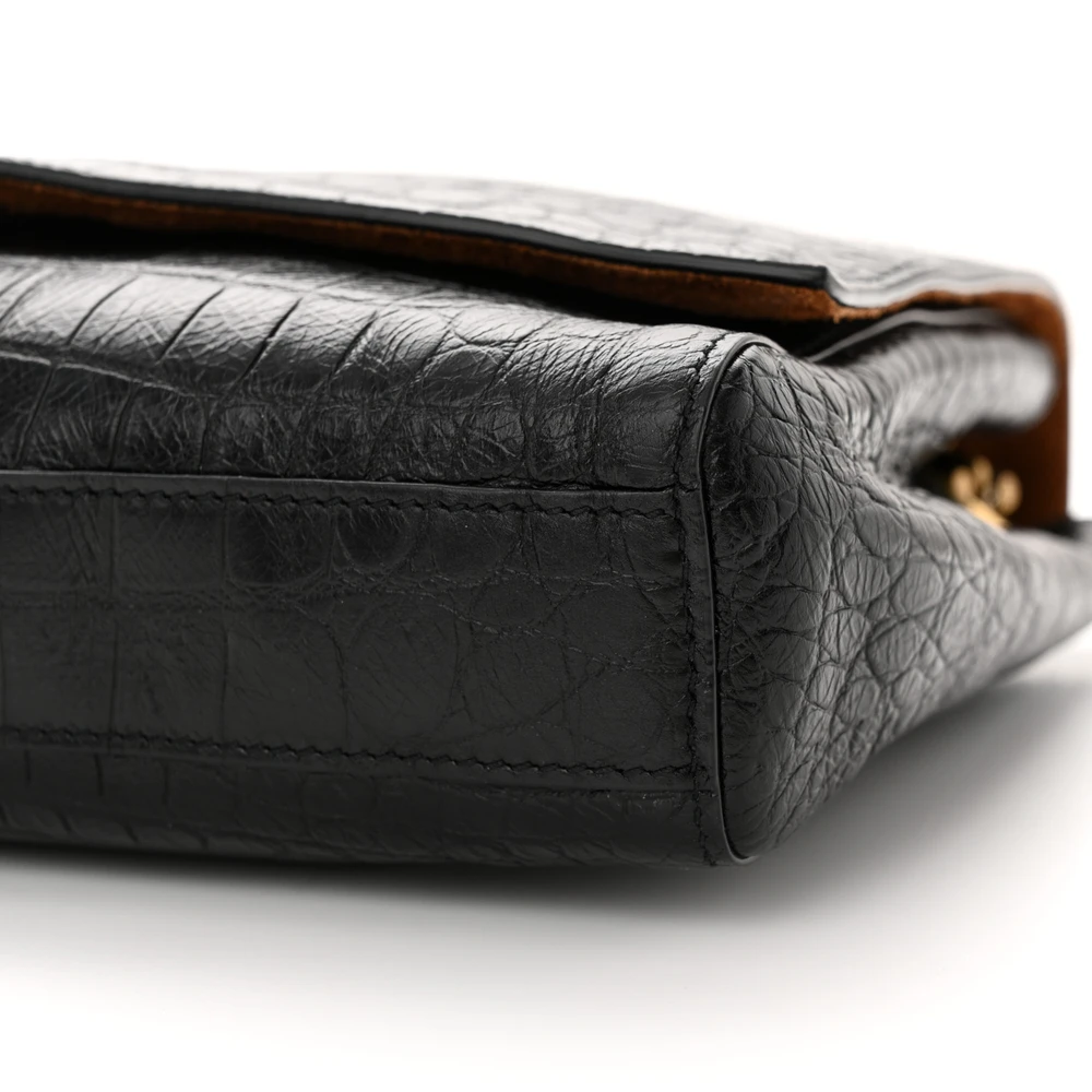 Saint Laurent Medium Kate Satchel Black Reversible Embossed Monogram Calfskin & Crocodile Leather Aged Gold Hardware - 图片 5