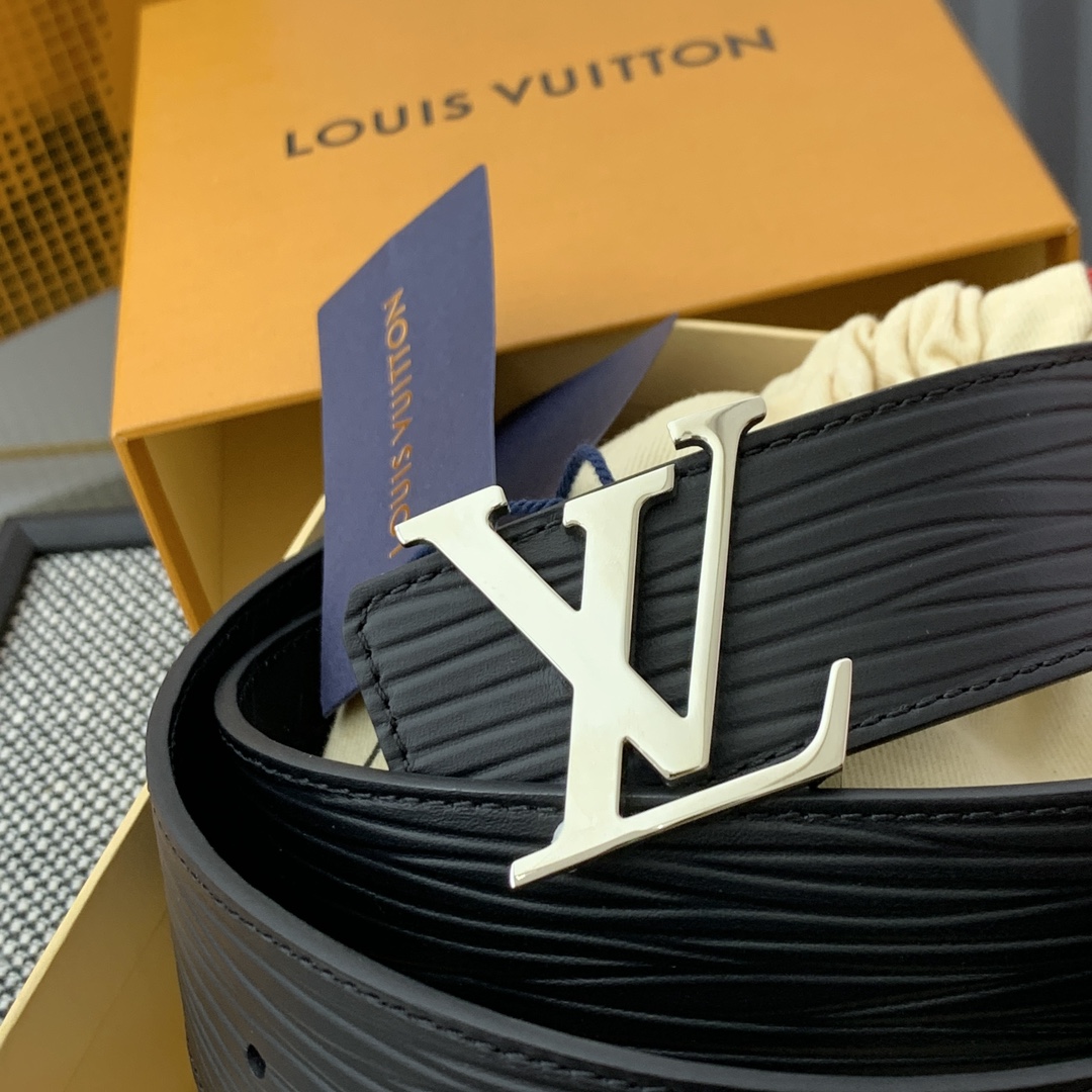 Louis Vuitton Men's Epi Reversible Belt In Black Calfskin With Silver/Black Hardware 40mm - 图片 5