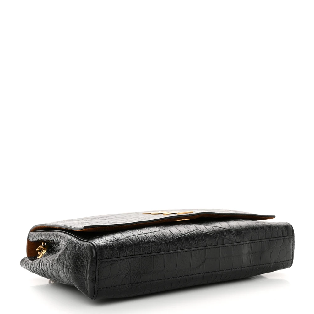 Saint Laurent Medium Kate Satchel Black Reversible Embossed Monogram Calfskin & Crocodile Leather Aged Gold Hardware - 图片 6