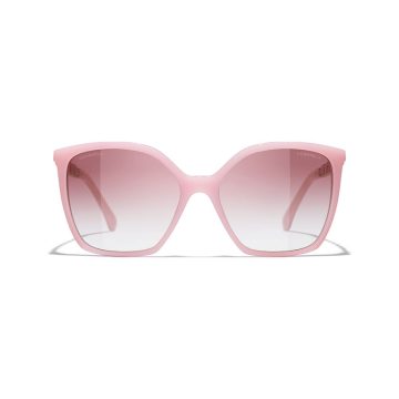 CHANEL square frame glasses pink color size 57-17-140
