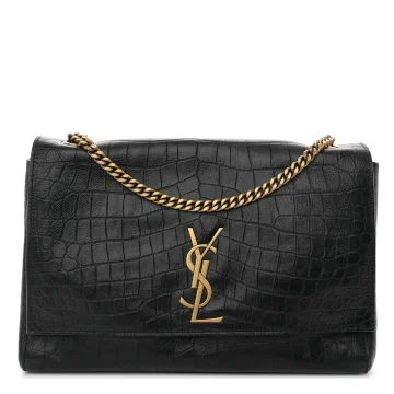 Saint Laurent Medium Kate Satchel Black Reversible Monogram Smooth Calfskin Leather & Suede Aged Gold Hardware