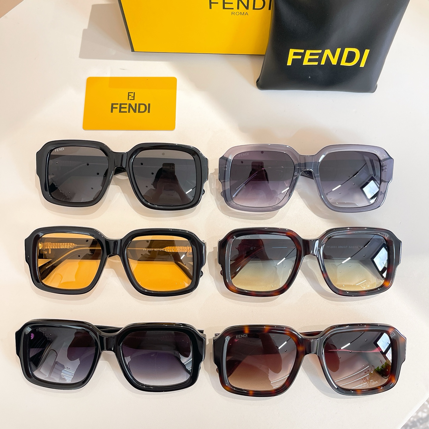 Fendi square frame glasses leopard orange/black/grey/leopard/yellow/eggplant color Size 56口18-145 - 图片 9