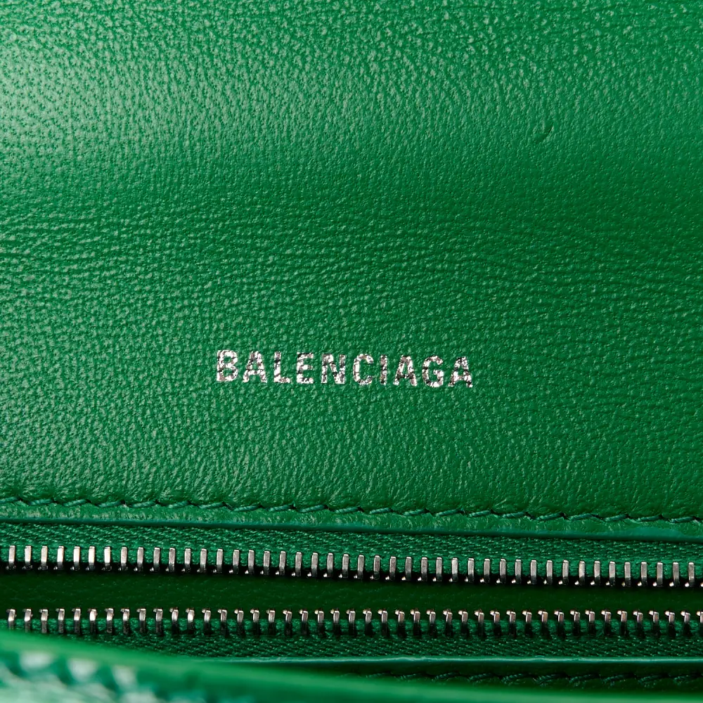 Balenciaga Small Hourglass Top Handle Bag Leaf Green Crocodile Embossed Shiny Calfskin Leather Silver Hardware - 图片 2