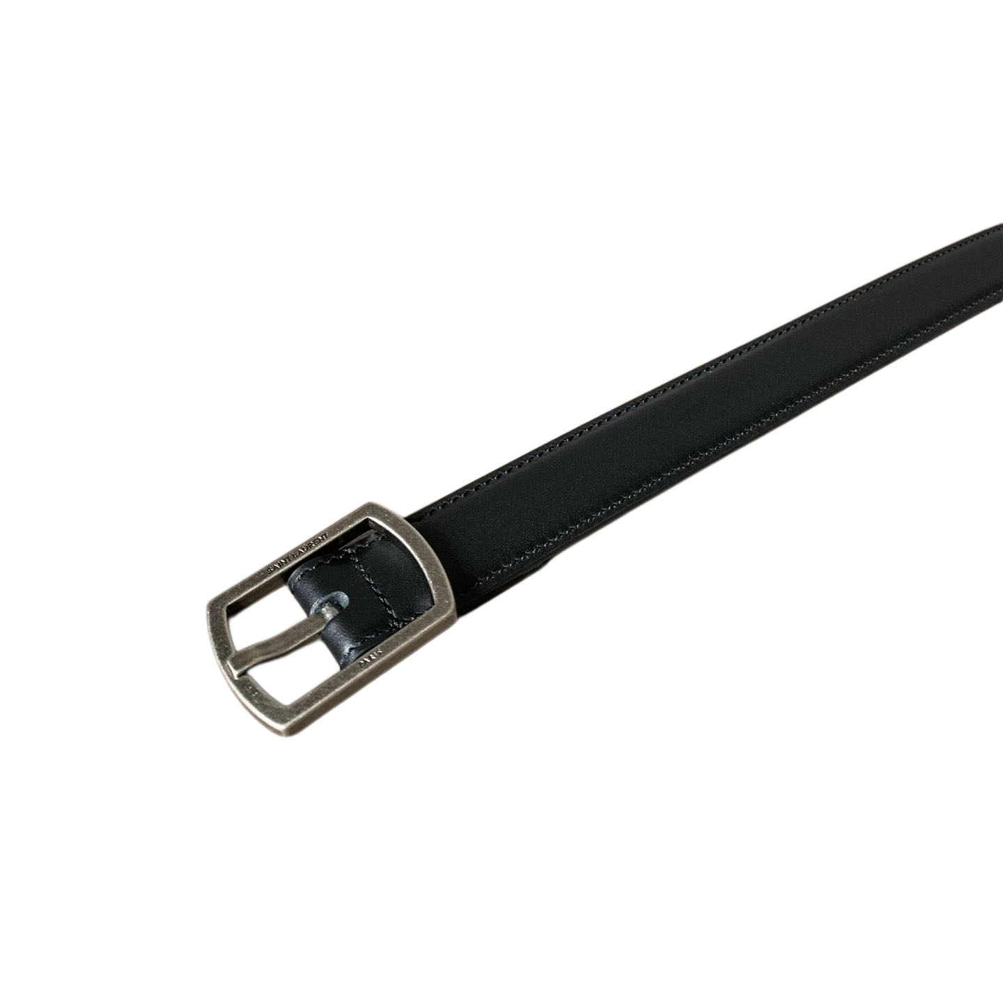 Saint Laurent Paved Buckle Belt In Black Calfskin With Gold/Silver Hardware 25mm - 图片 4