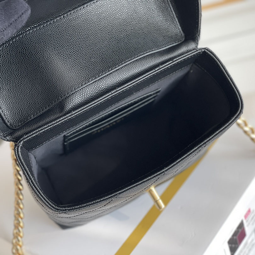 Chanel Box bag small ball print cowhide black gold button crossbody bag handbag - 图片 9
