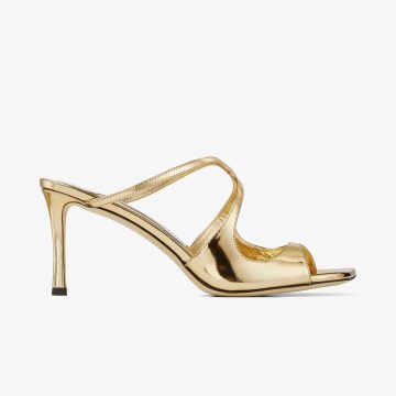 JIMMY CHOO metallic Sense of texture leather Muller shoes high-heeled slippers