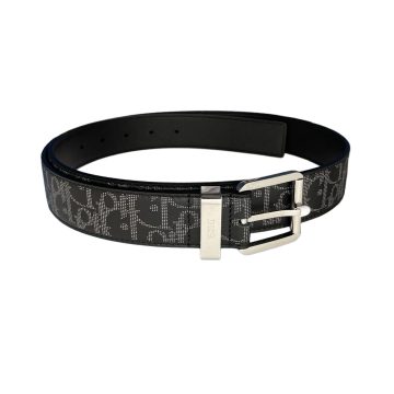 Dior Men' s 30 Montaigne Avenue Belt In Black Grained Calfskin With Silver/Gold Hardware 35mm