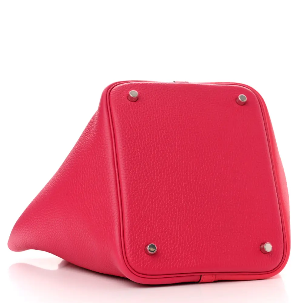Hermès Casaque Picotin Lock 22 MM Rose Extrême / Rose Mexico / Rouge de Coeur Taurillon Clemence Leather Palladium Silver Hardware - 图片 6
