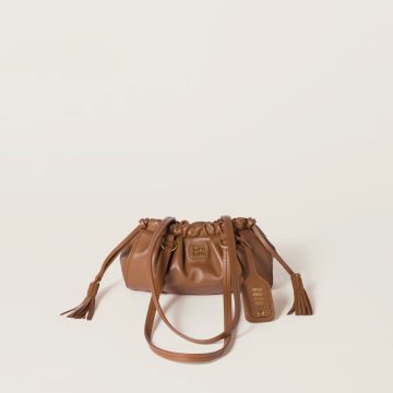 Miu Miu Joie Nappa Quilted Lambskin Leather Brown Shoulder Bags