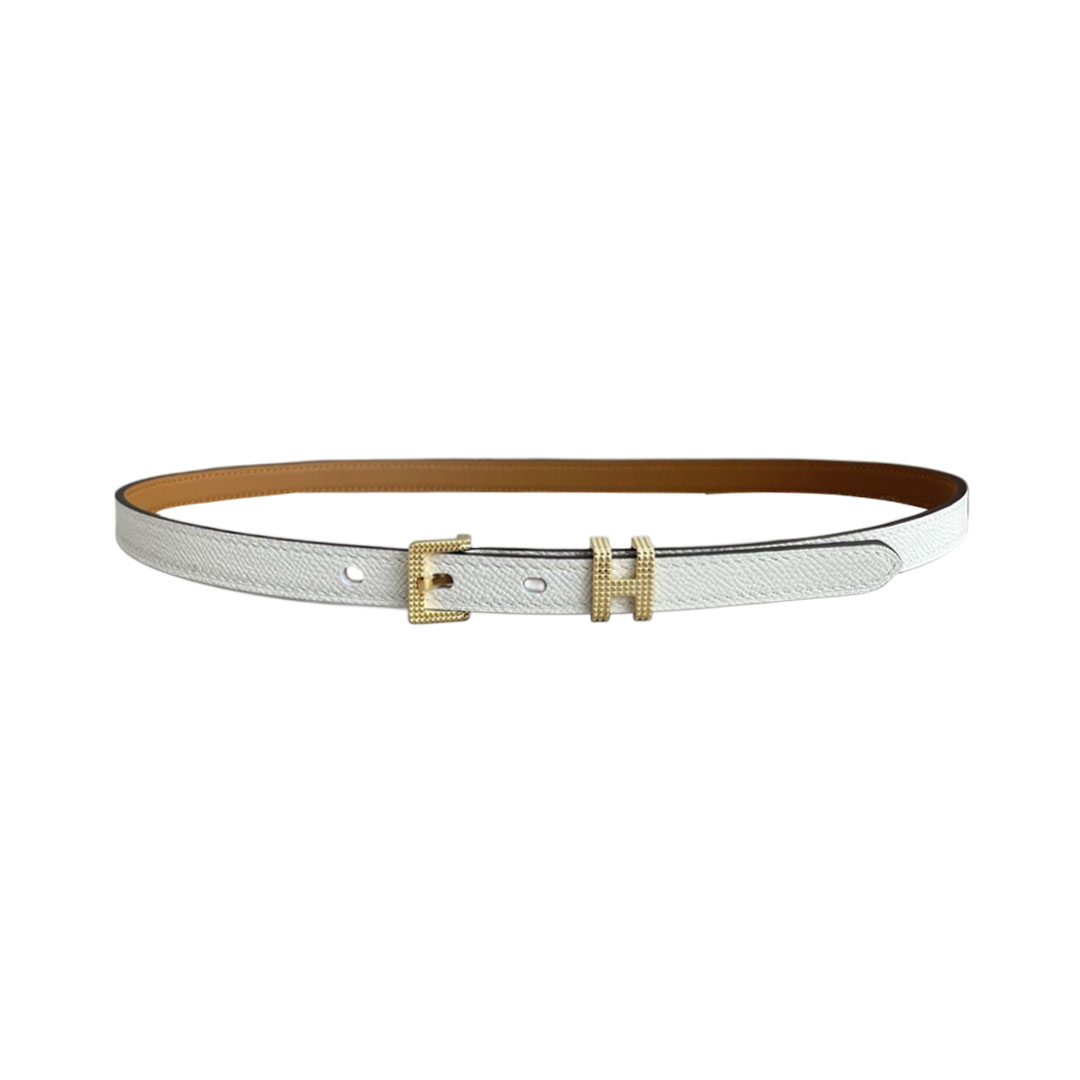 Hermès Women' s Square Buckle With Pop H Belt In Brown/Red/White Calfskin With Gold/Silver Hardware 13mm - 图片 4