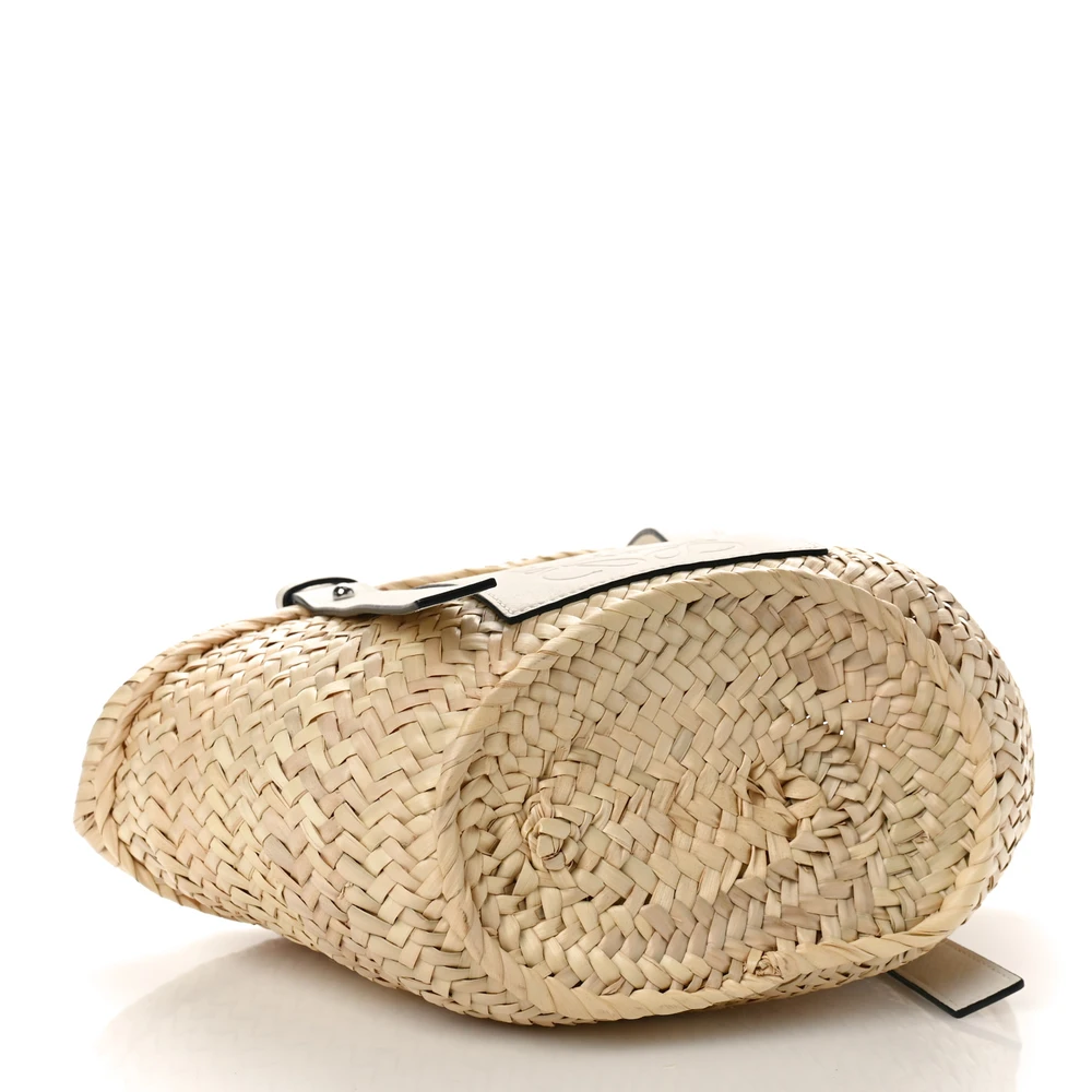Loewe Basket Tote Bag Small Natural/White Raffia & Calfskin Leather - 图片 6