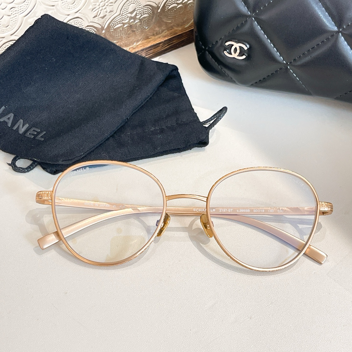 CHANEL round frame glasses light gold color SIZE50口19-140 - 图片 2