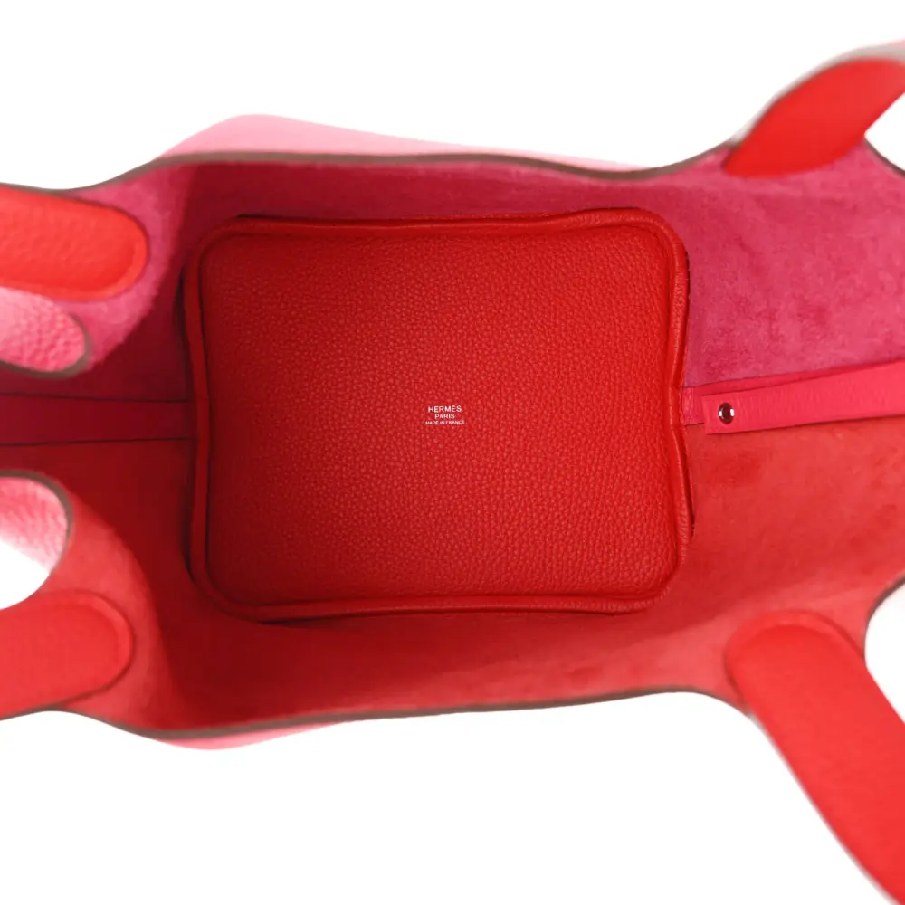 Hermès Casaque Picotin Lock 22 MM Rose Extrême / Rose Mexico / Rouge de Coeur Taurillon Clemence Leather Palladium Silver Hardware - 图片 7