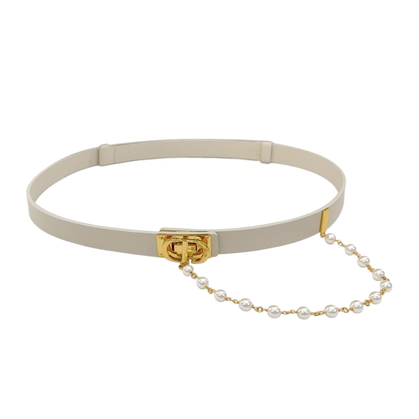 Dior Women' s Square Buckle With Pearls Caro Chain Belt In Black/Brown/White Calfskin With Gold Hardware 20mm - 图片 3