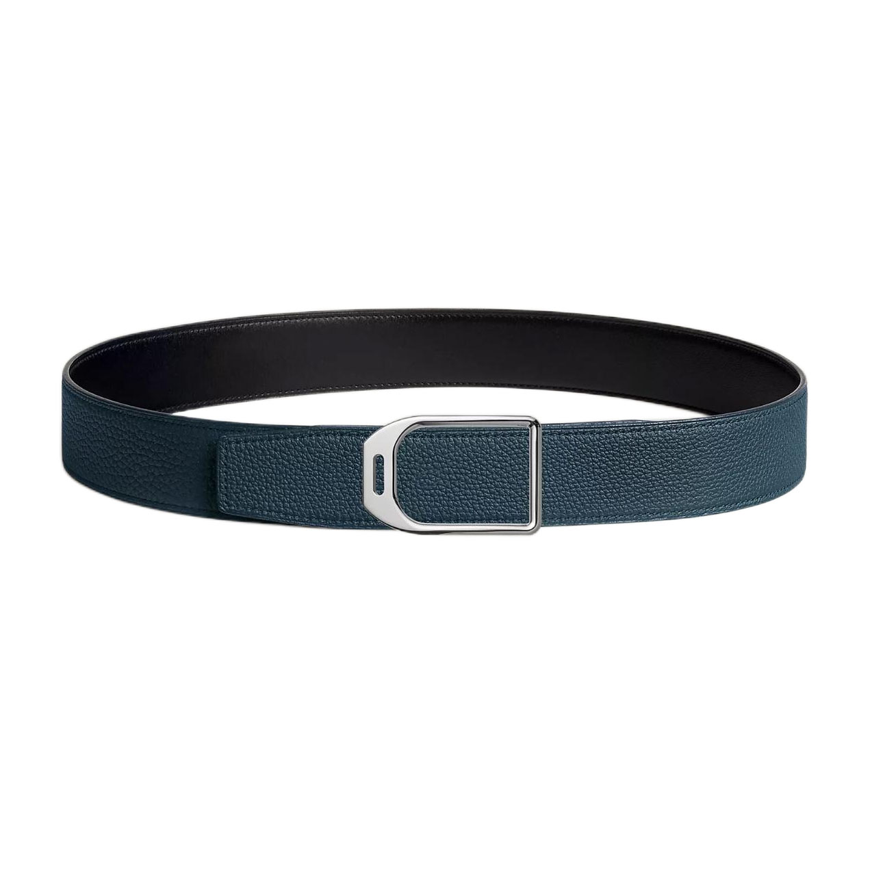 Hermès Men' s Jockey Buckle Reversible Belt In Brown/Black/Etoupe/Coffee/Blue Grained And Smooth Calfskin With Silver Hardware 38mm - 图片 7