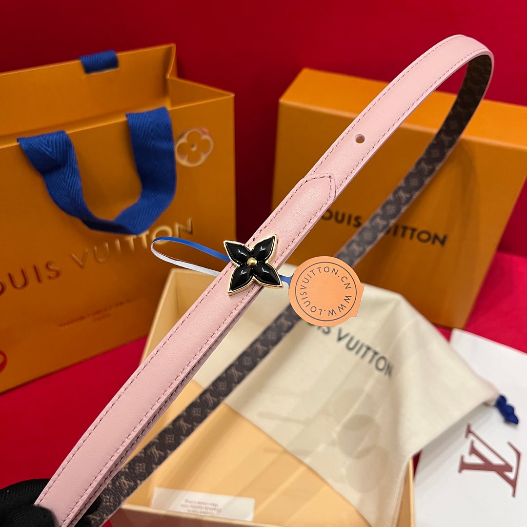 Louis Vuitton Women's Mini Flowergram Reversible Belt In Pink Calfskin And Monogram Canvas With Gold/Silver/Pink/Black Hardware 15mm - 图片 10