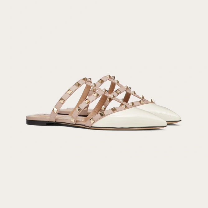 VALENTINO White patent leather studded Muller shoes - 图片 2