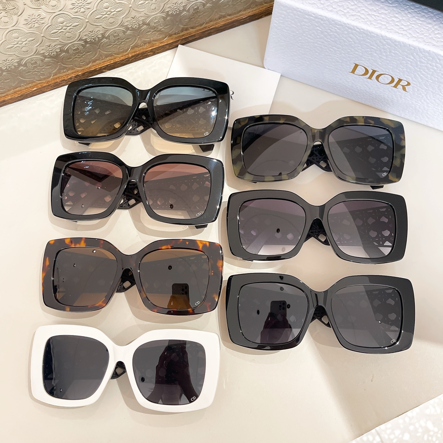 DIOR square frame glasses black/green orange/black purple/white black/leopard brown color Size 54口19-140 - 图片 10