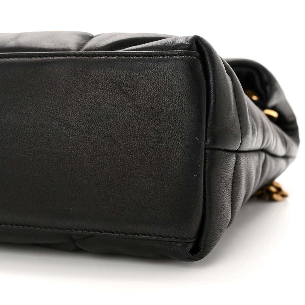 Saint Laurent Small Loulou Chain Satchel Black Quilted Puffer Monogram Lambskin Leather Gold Hardware - 图片 5